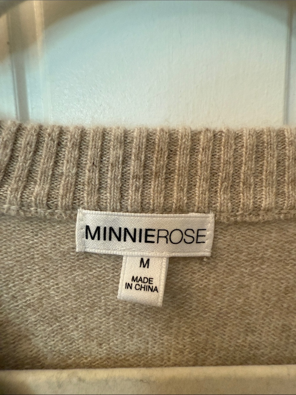 Minnie Rose V-Neck Sweater in Light Taupe - Picture 3 of 8
